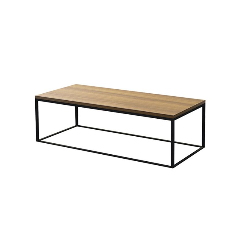 17.7" Tall Wooden Rectangle Top Coffee Table Iron Frame Base Cocktail Table