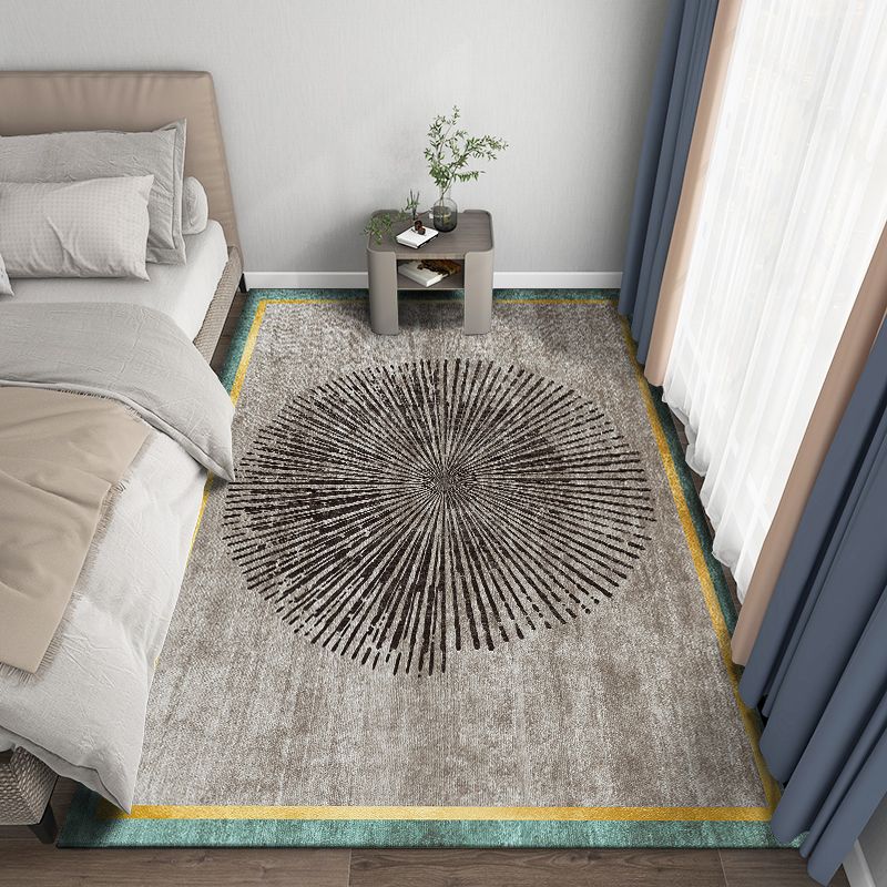 Blue Abstract Graphic Rug Polyester Modern Rug Washable Rug for Home Decor