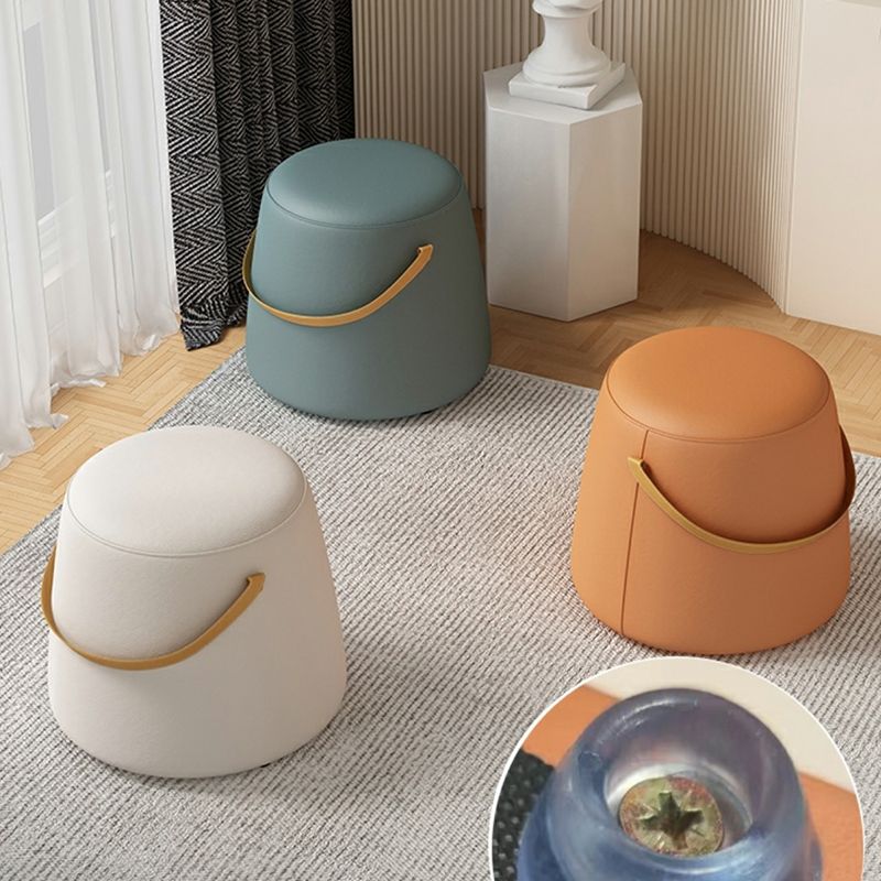 Contemporary Round Couch Ottoman Plain Cotton Water Resistant Target Pouf