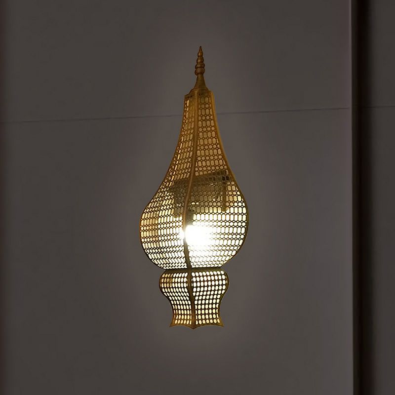 Halve vaas gang wandverlichting vintage metalen gaas 1-kops messing afwerking Arabische schans