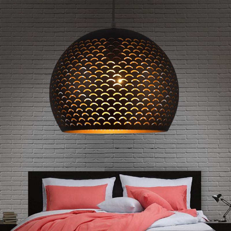 Iluminación colgante de globo negro metal decorativo 1 cabezal dormitorio colgante de techo luz