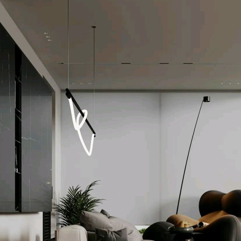 Modern Pendant Lighting Linear Island Chandelier Lights in Black and White