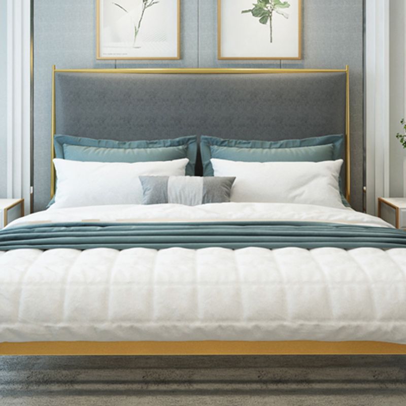 Modern Metal Platform Bed Standard Bed with Upholstered Headboard