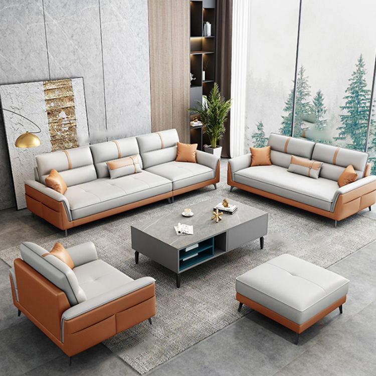 Pillow Top Arm Sofa 35.43" High Faux Leather Sofa for Living Room
