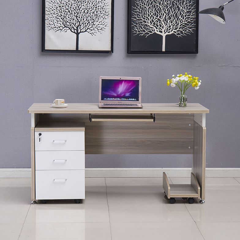 Manufactured Wood Rectangular Computer Desk with Cable Management and Keyboard Tray