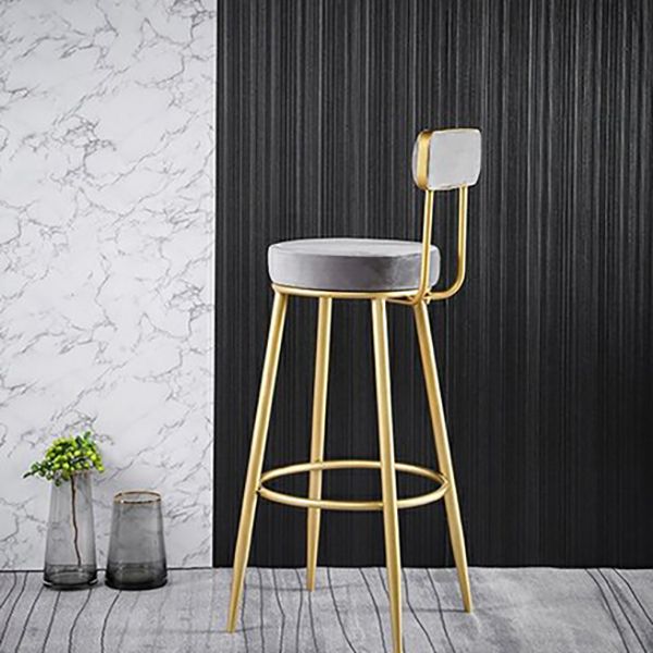 Glam Metal Barstool Fabric Backrest Counter Stool with Gold Base