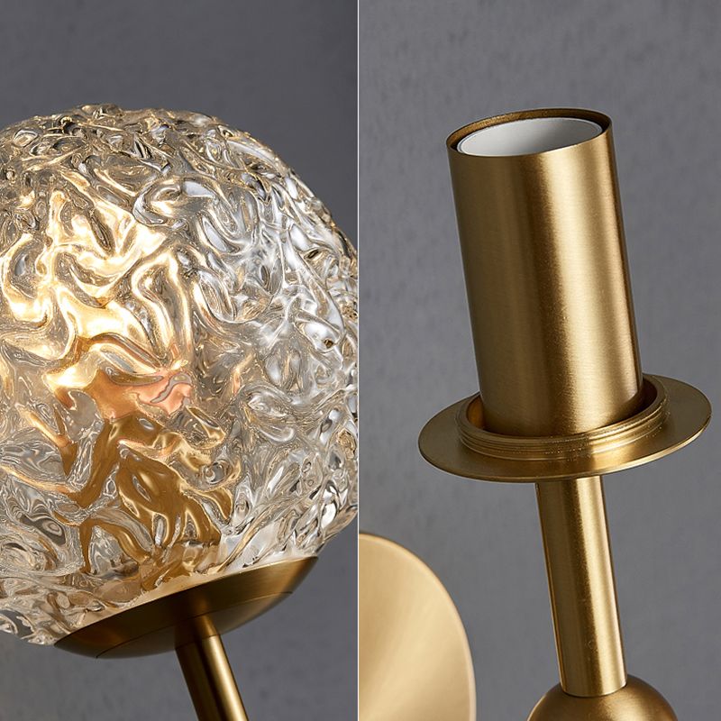 Lámpara de pared colgante de globos de bronce en un estilo de pared de cobre moderno estilo creativo con sombra de vidrio