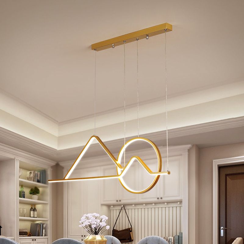 Sunset Metallic Island Hanging Lighting Contemporary Black/Gold LED Pendant Chandelier for Dining Room