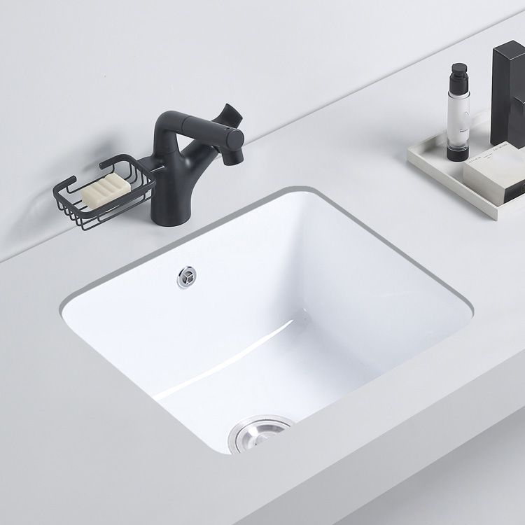 Modern Bathroom Sink Porcelain with Overflow and Drain Assembly Undermount Vanity Sink