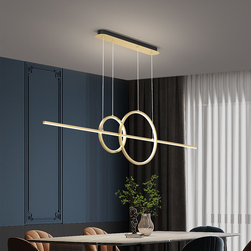 Metal 3-Light Pendant Light in Modern Minimalist Linear LED Silicone Island Light