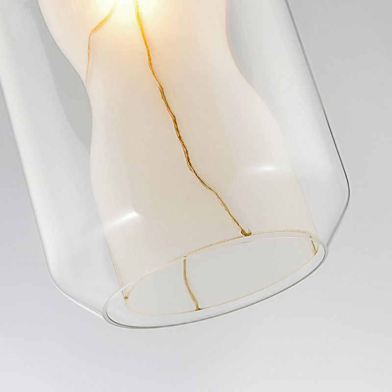 Light Lantant en verre transparent simple simple 8 "/ 10" de large 1 Kit de lampe suspendue avec la teinte en marbre blanc du cylindre intérieur en ligth blanc