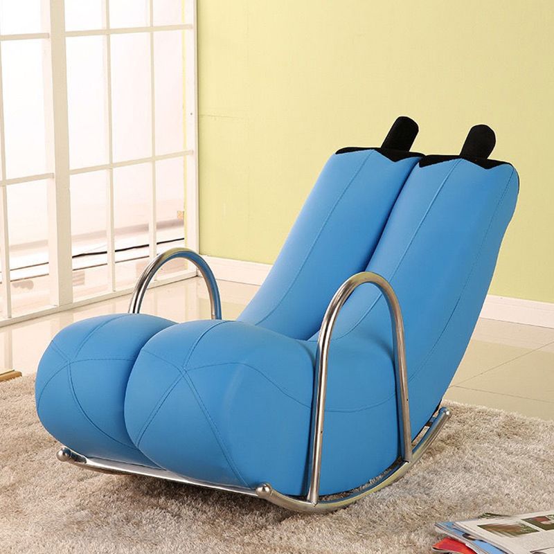 Contemporary Rocker Chair Fabric With Gray Frame Rocking Accent Chair