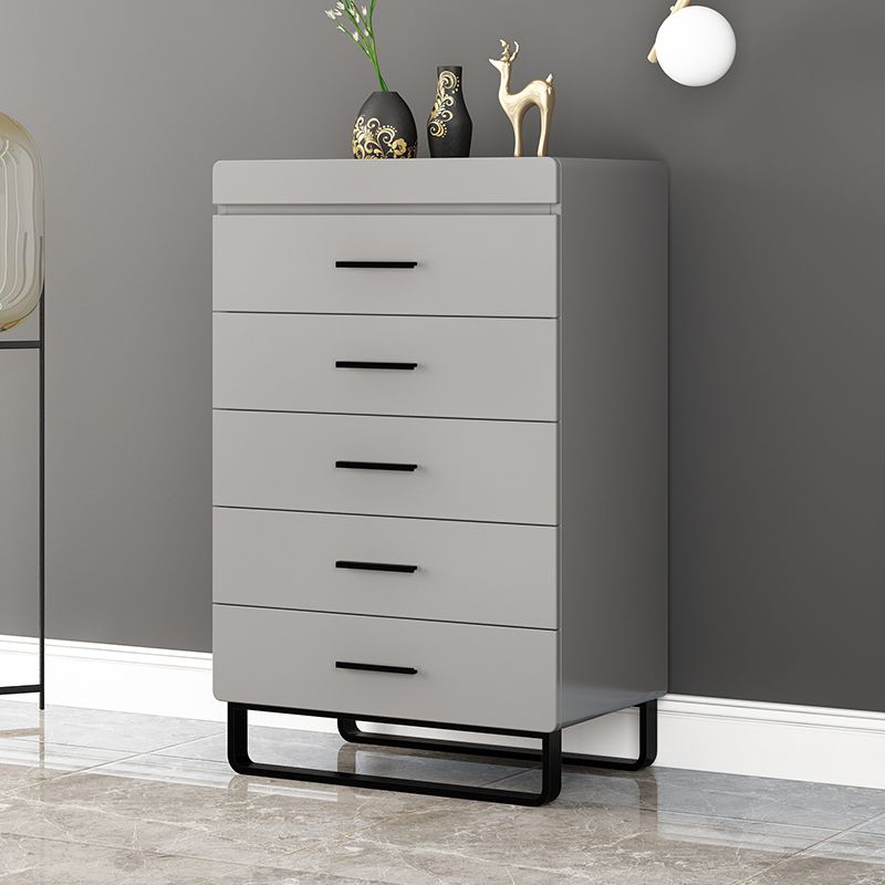 Contemporary Bedroom Storage Chest Engineered Wood Chest in Gray with Drawers