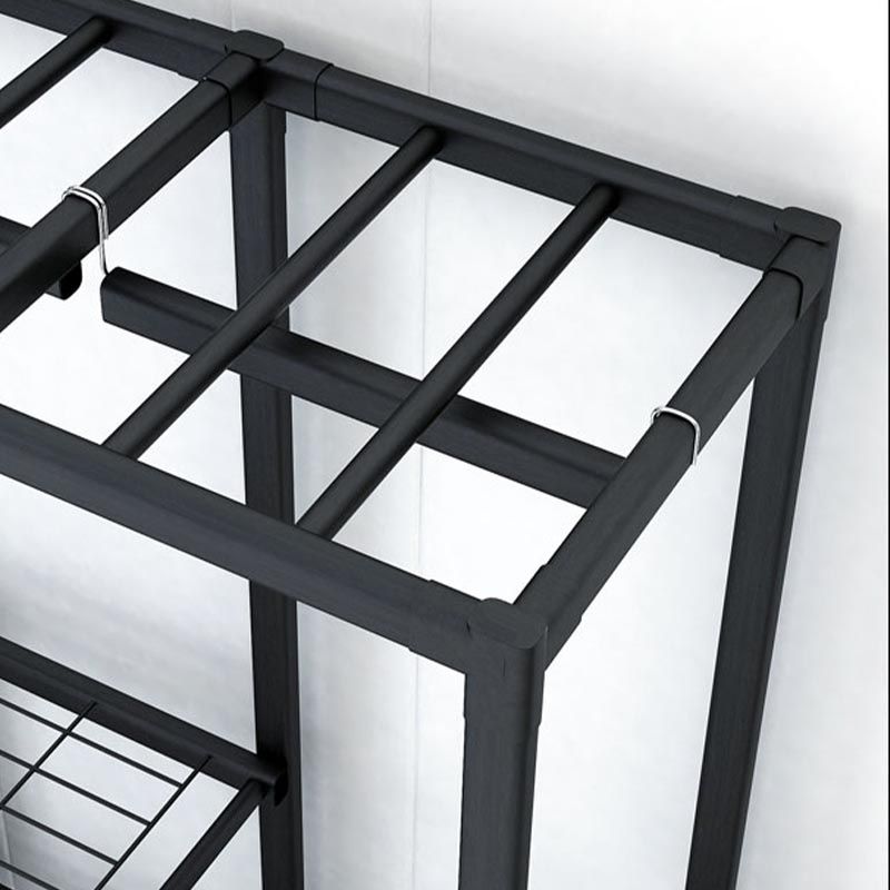 Metal and Fabric Wardrobe Industrial Style Bedroom Rectangular Wardrobe Closet