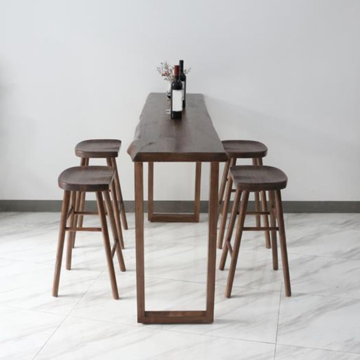 Contemporary Rectangle Pub Table Set 1/4/5 Pcs Bar Table with Wooden Stools