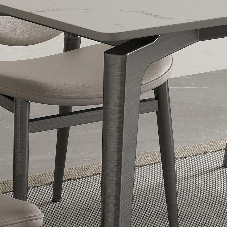 Stainless Steel Frame Dinette Table Stone Top Rectangle Dining Table