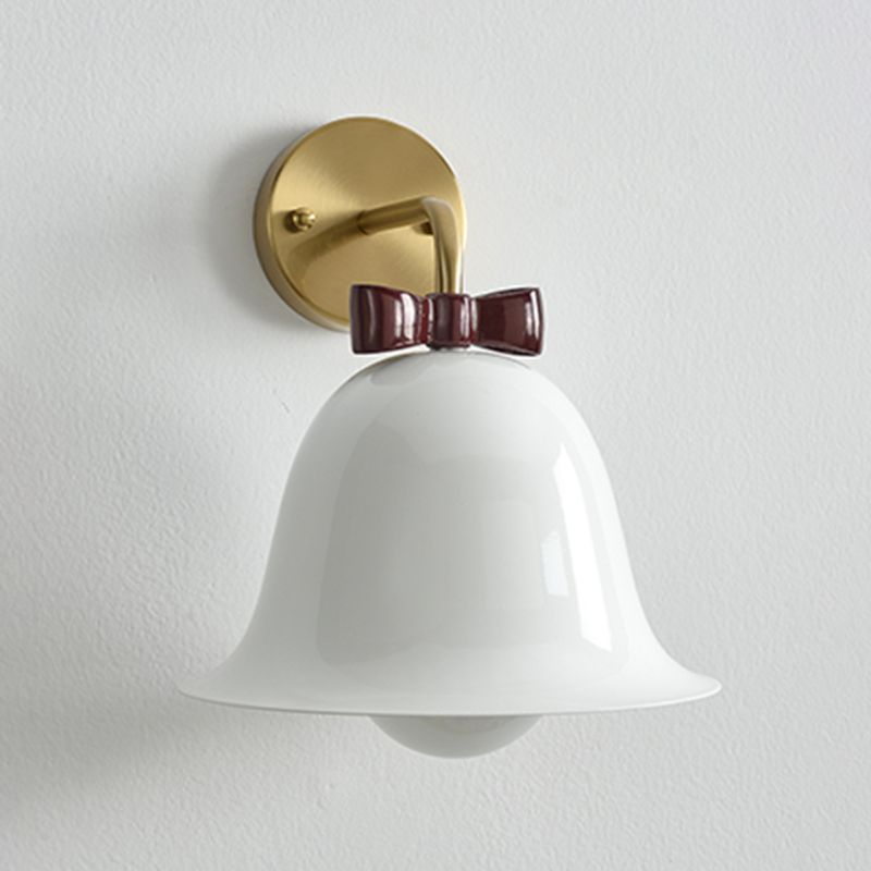 Modern Metal Wall Sconce Bell Shape Wall Light with Glass Shade for Bedroom