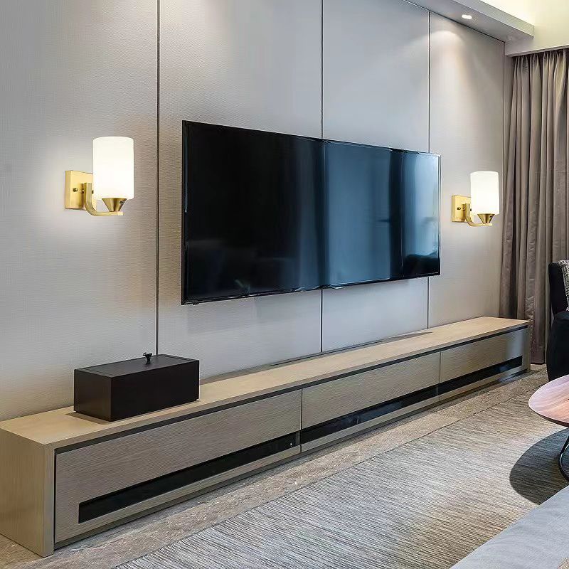Modern Minimalist Wall Mounted Lamp Glass Wall Lamp in Brass for Living Room