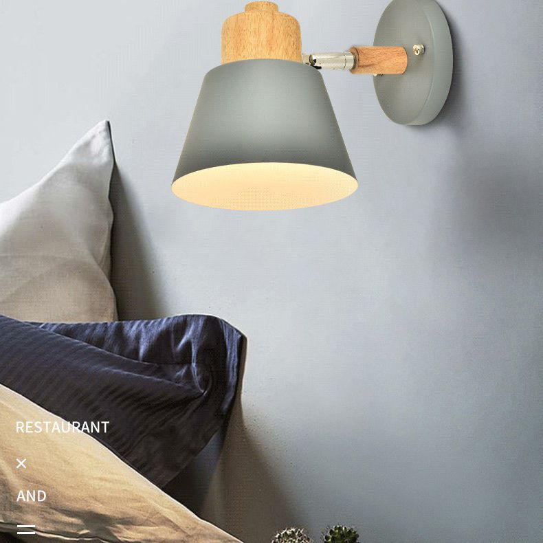Semplicità nordica semplicità conica illuminazione con applique a parete metallizzata lampada montata per camera da letto per camera da letto