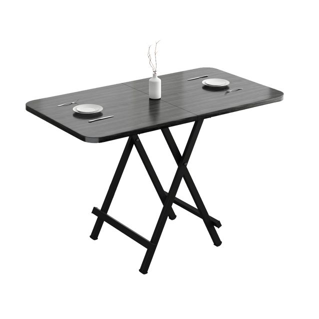 Modern Style Compact Wood Top Dining Set with 4 Black Metallic Legs Base for Dining Furniture