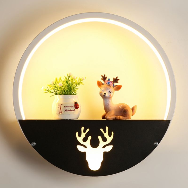 Nordic Style Iron Wall Light Round Shape LED Wall Lamp with Silica Gel Shade for Bedroom