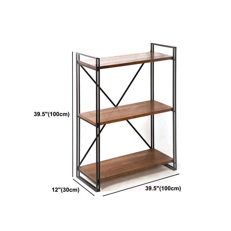 Libreria in stile industriale scaffale aperto in legno massiccio per home office