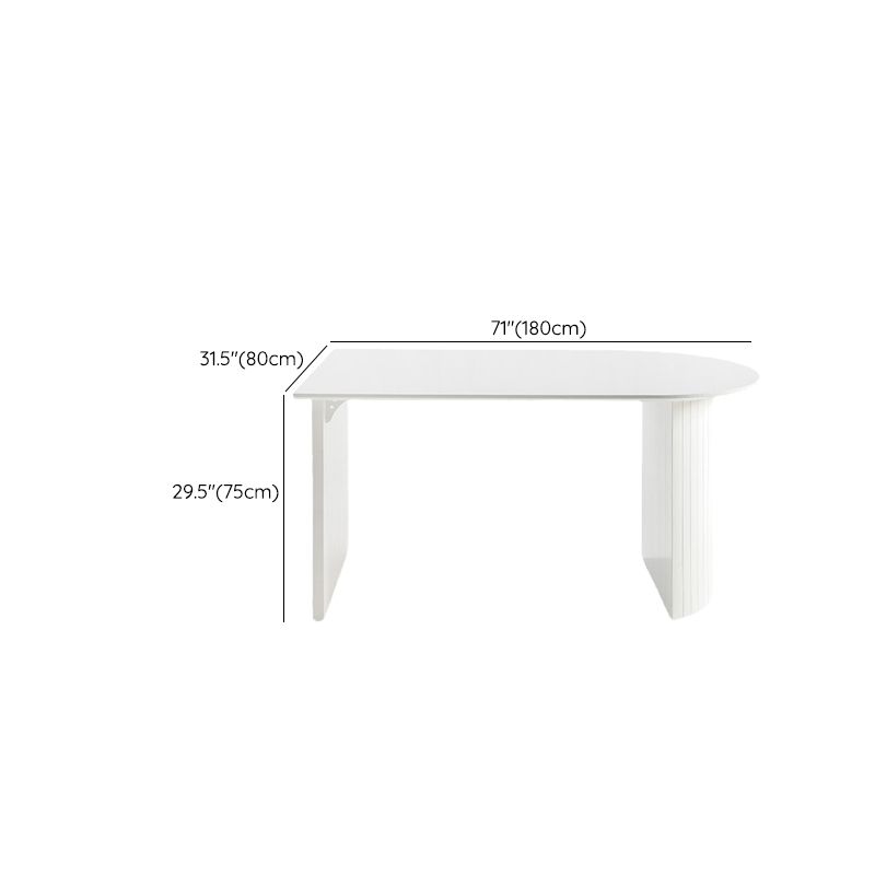 White Dinette Table with Pine Wood Base Modern Free Form Dining Table