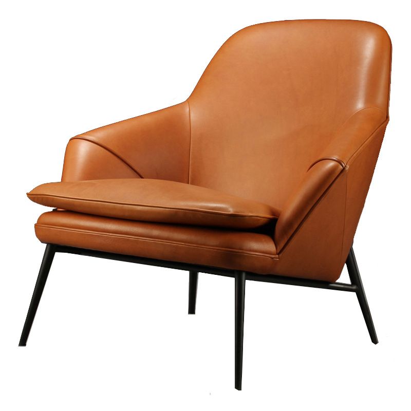 Mid-century Faux Leather ArmChair Fixed Back Flared Arms Chair
