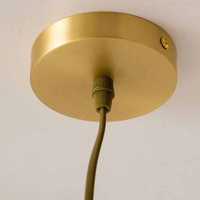 Gold Cylinder Pendant Ceiling Light Traditional Fabric 1 Light Living Room Hanging Lamp with Ring