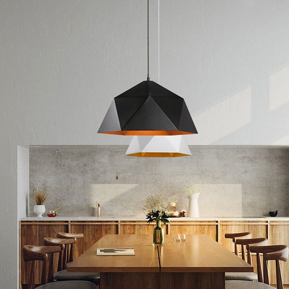 Multilateral Diamond Metal Suspended Light Contemporary Simplicity 1-Light Pendant for Bedroom