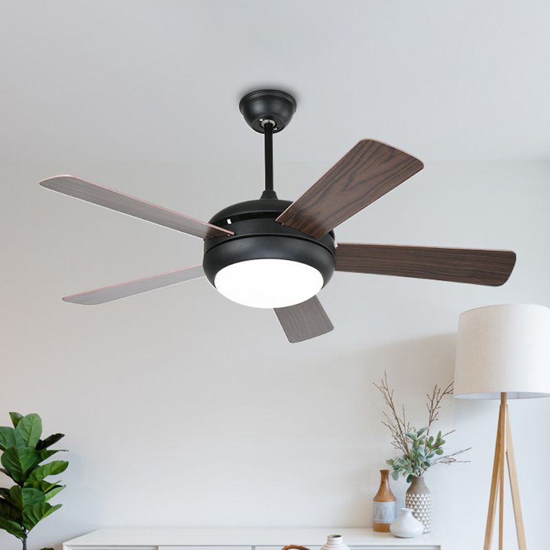 Metal Coffee Semi Flush Light Ayémordial Dome 48 "W LED LED PENDANT ANTIQUÉ lampe en 3 couleurs Lumière avec / sans conversion de fréquence, 5 lames