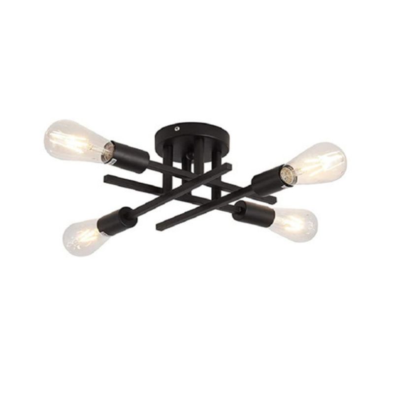 Industrial Semi Flush Light Fixtures Exposed Bulb Ceiling Lamp for Bedroom
