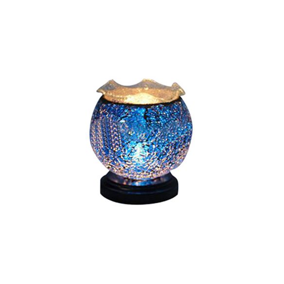 Tiffany Globe Shaped Desk Light with Plug In Cord 1 Light Glass Small Desk Lamp in Blue/Red for Kid Bedroom