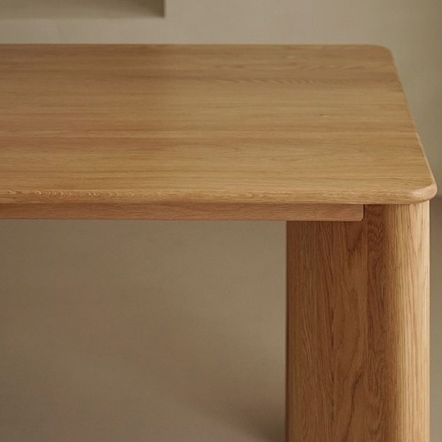 Rectangle Wood Dining Table Industrial Kitchen Table in Nature with Double Pedestal