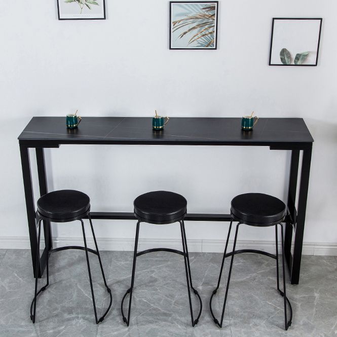 Sintered Stone Bistro Bar Desk Rectangle Bar Height Table with Trestle Base