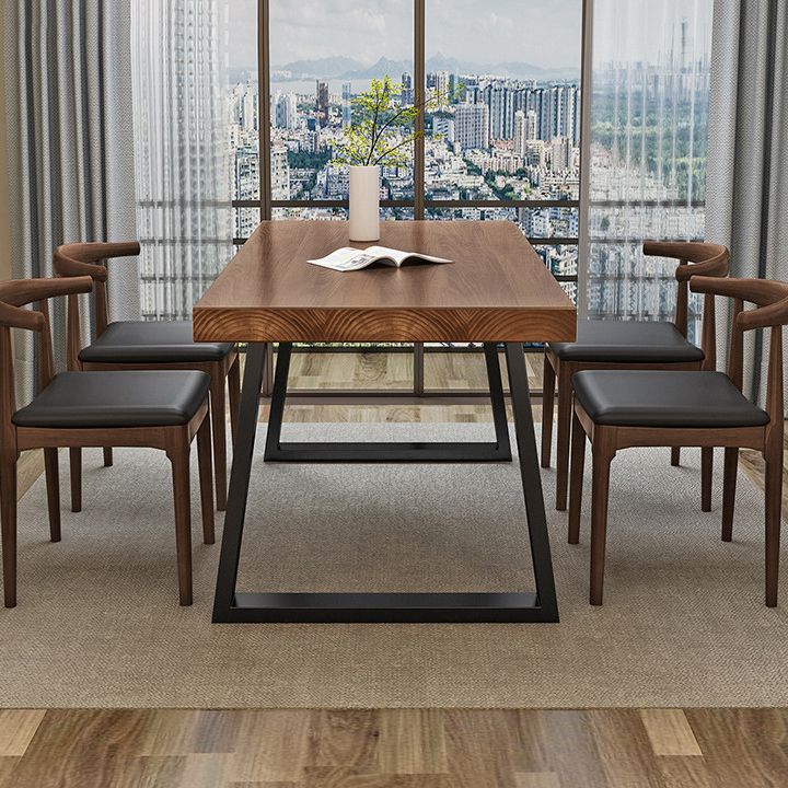 Solid Wood Dining Table Contemporary Dining Table with Sled Base