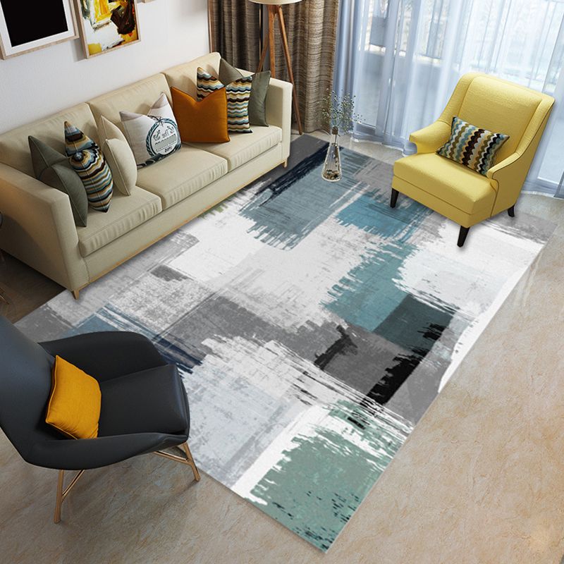 Glam Living Room Rug Multi Colored Abstract Pattern Carpet Synthetics Machine Washable Non-Slip Rug