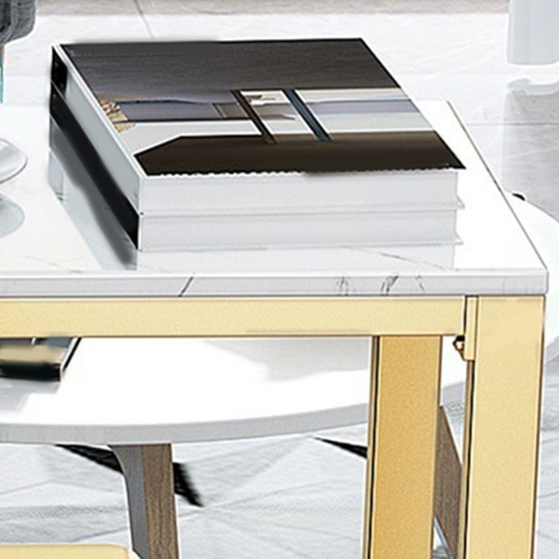 Glam Bar-height Table Faux Marble and White Bar Table for Patio Use