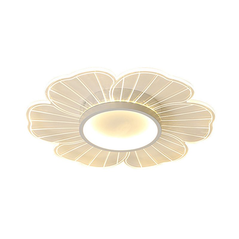 Plafond LED minimaliste Fleur blanche Fleur blanche près du plafond avec une teinte acrylique