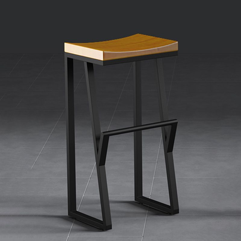 Industrial Backless Footrest Bar Stool Medium Wood Bristol Iron Stool
