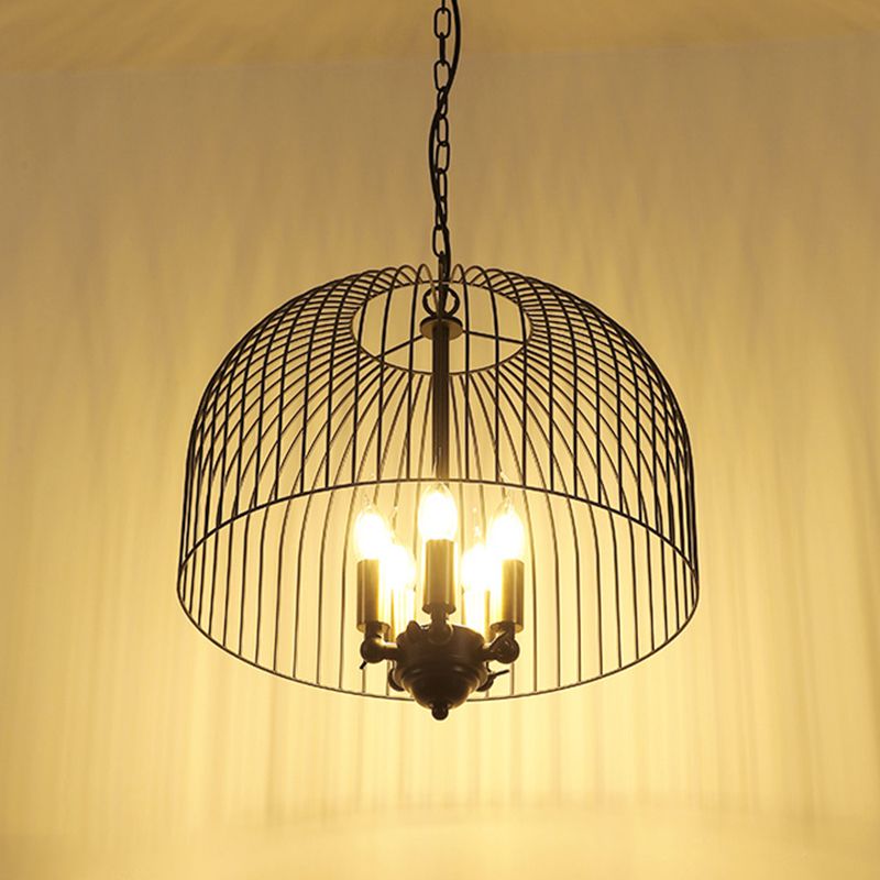 Birdcage eetkamer plafond kroonluchter klassieke metaal 5 lichten zwart hangende armatuur