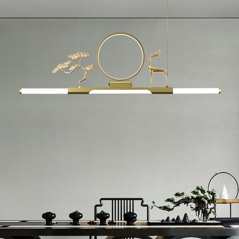 Modernas luces colgantes de la sala de té lineal de la isla de metal lámparas