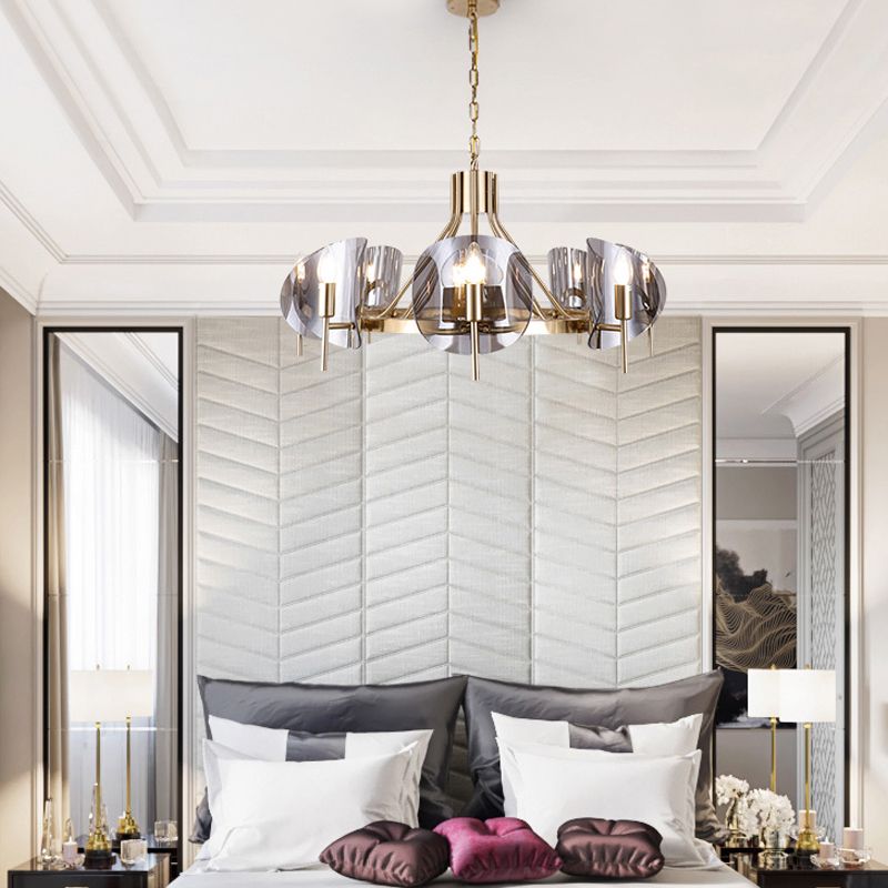 Modern Style Chandelier Light Fixture Round Shape Glass Hanging Light for Living Room