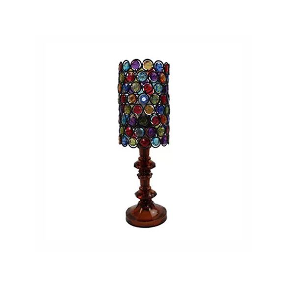 4"/5"/6" Wide Bohemian Cylinder Table Lighting with Colorful Bead 1 Lighting Standing Light in Black