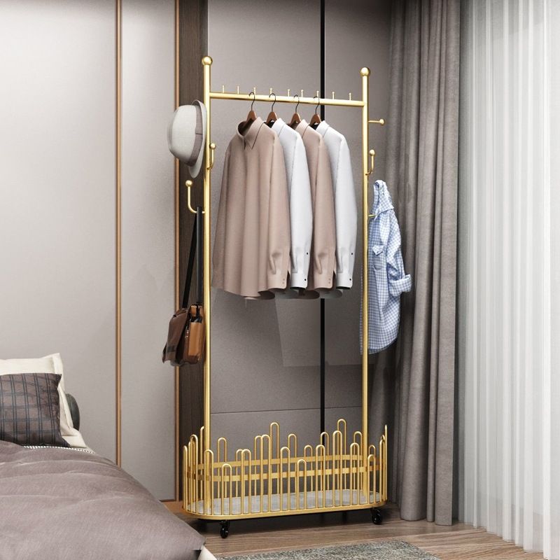 Glam Coat Rack Free Standing Coat Hook Storage Shelf Organizer Metal Hall Stand