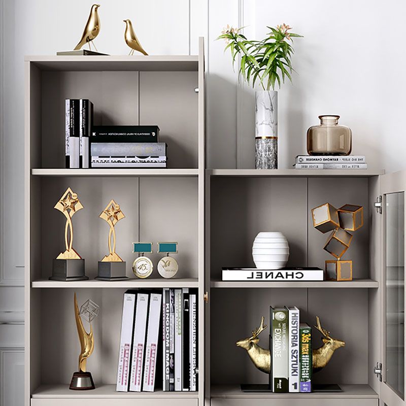 Glam Vertical Standard Bookcase Manufactured Wood Bookcase with Door and Drawers