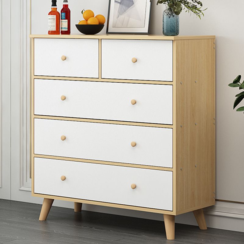 Scandinavian Wood Horizontal Storage Chest with Drawers for Home
