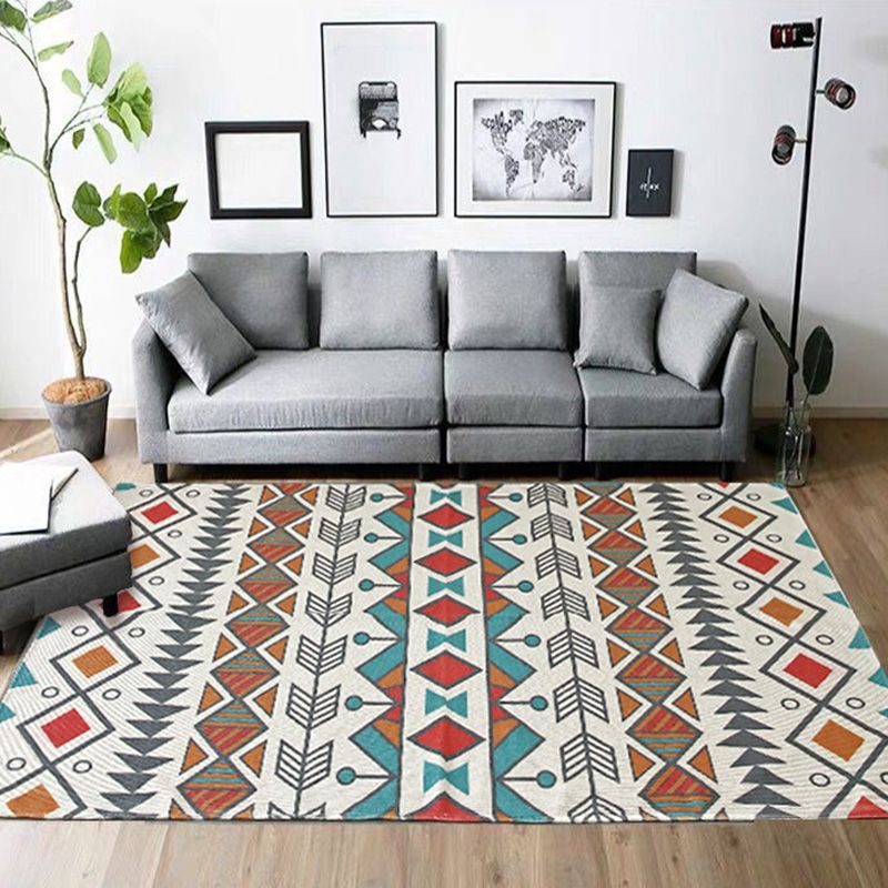 Western Decoration Rug Multi Colored Geo Patterned Area Carpet Cotton Pet Friendly Easy Care Indoor Rug