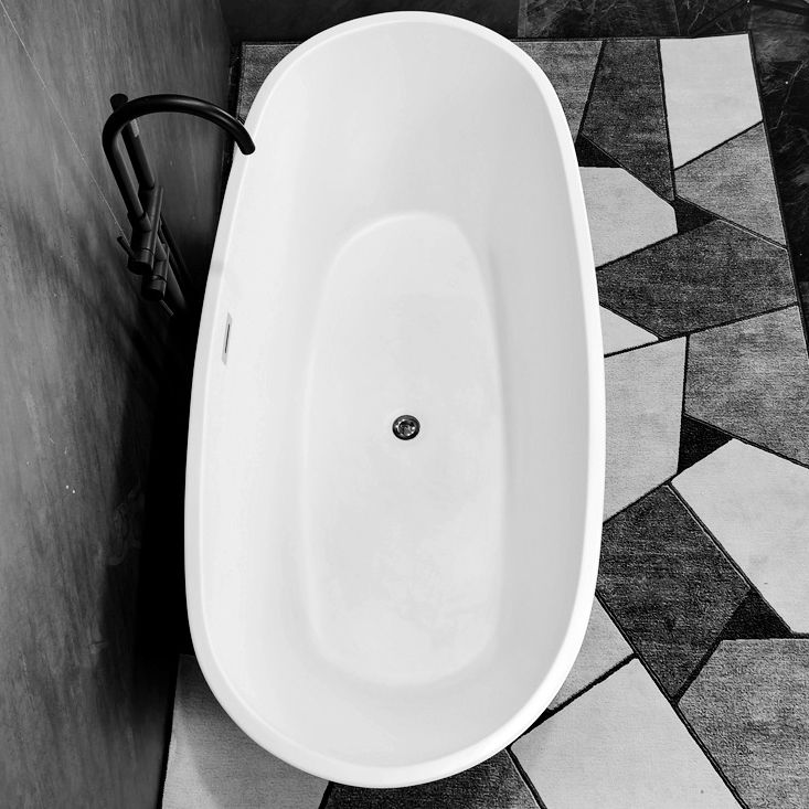 Acrylic Freestanding Soaking Bathtub Antique Finish Oval Modern Bath Tub