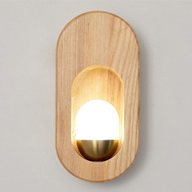 Modern Style Oval Wall Light Sconces Wood 1 Light Wall Lighting Ideas